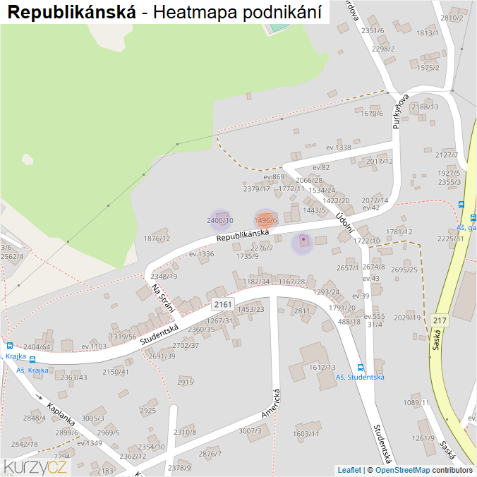 Mapa Republikánská - Firmy v ulici.