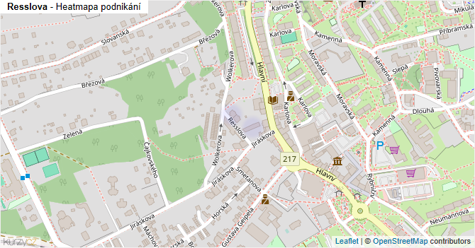 Resslova - mapa podnikání
