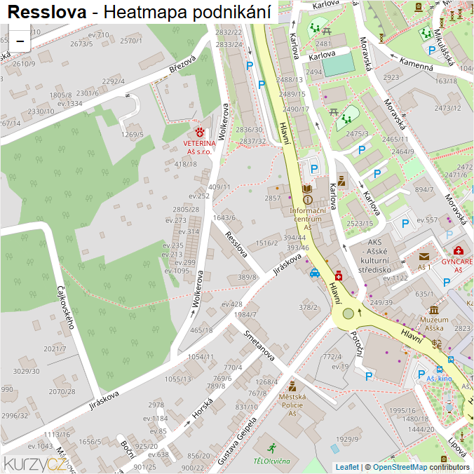 Mapa Resslova - Firmy v ulici.