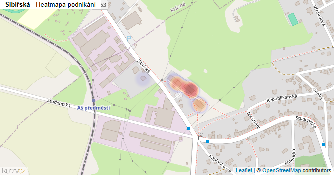 Sibiřská - mapa podnikání
