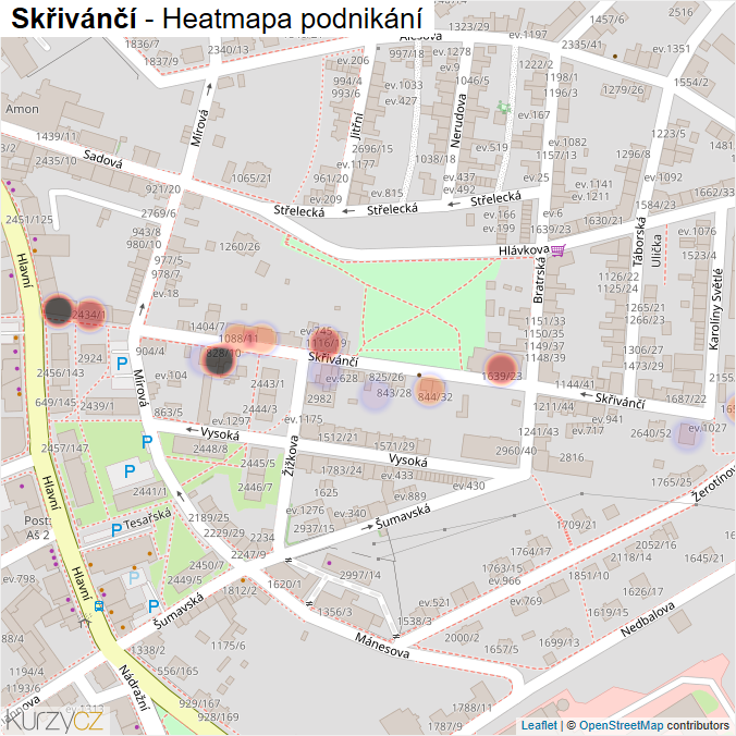 Mapa Skřivánčí - Firmy v ulici.