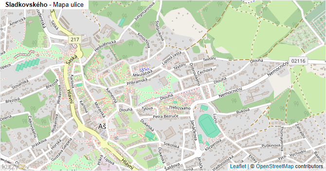 Sladkovského - mapa ulice