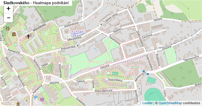 Sladkovského - mapa podnikání