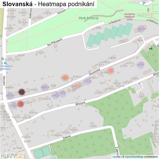 Mapa Slovanská - Firmy v ulici.