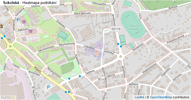 Sokolská - mapa podnikání