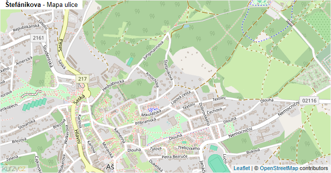 Štefánikova - mapa ulice