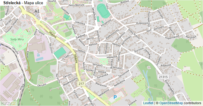 Střelecká - mapa ulice