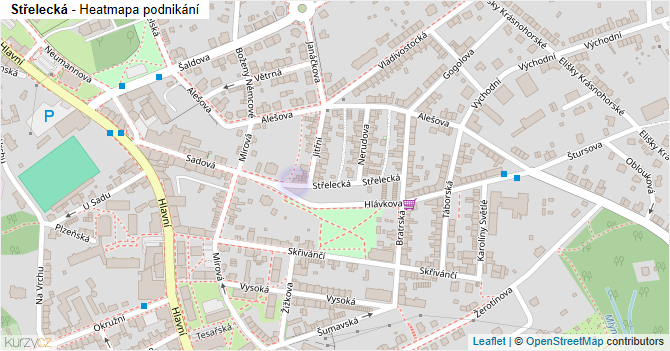 Střelecká - mapa podnikání