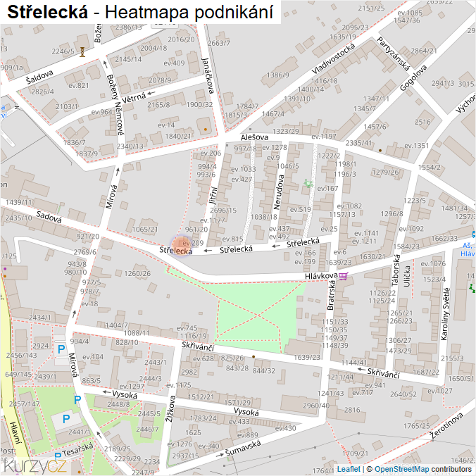 Mapa Střelecká - Firmy v ulici.
