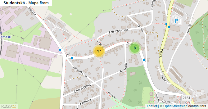 Studentská - mapa firem