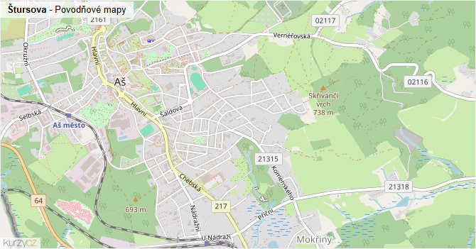 Štursova - záplavové mapy stoleté vody