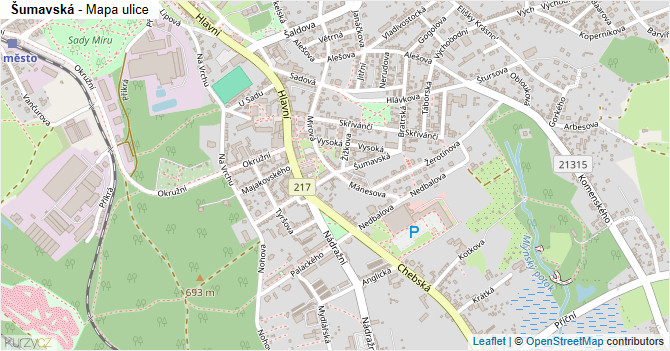 Šumavská - mapa ulice