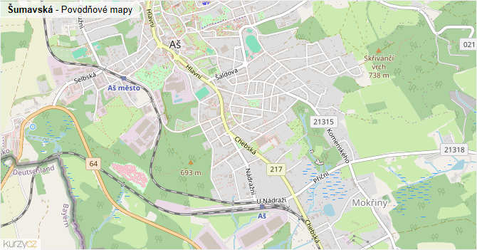 Šumavská - záplavové mapy stoleté vody