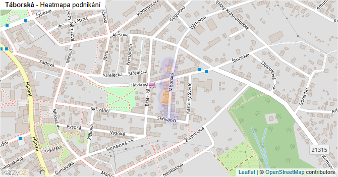 Táborská - mapa podnikání