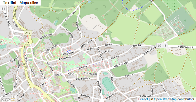 Textilní - mapa ulice