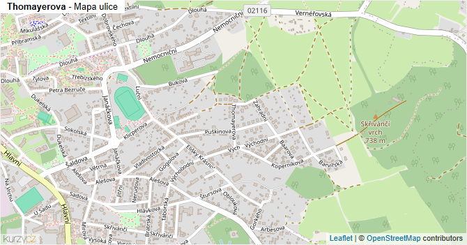 Thomayerova - mapa ulice