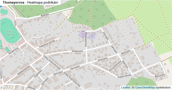 Thomayerova - mapa podnikání