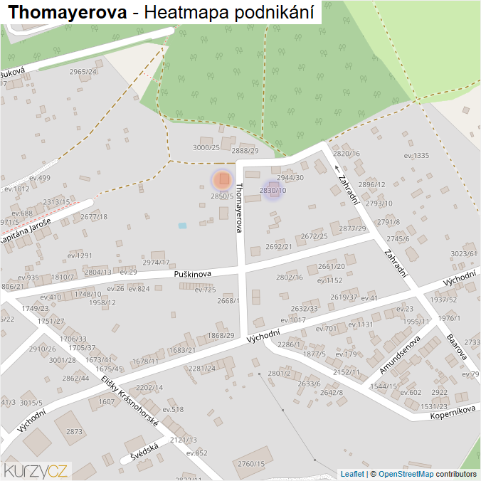 Mapa Thomayerova - Firmy v ulici.