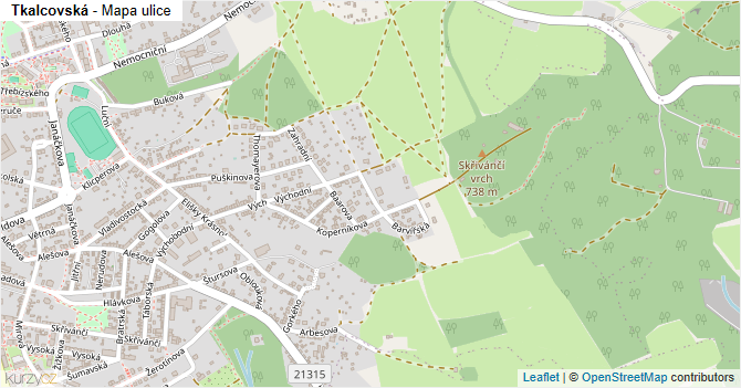 Tkalcovská - mapa ulice