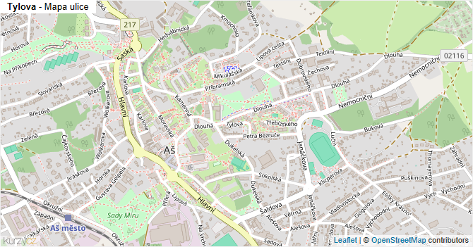 Tylova - mapa ulice