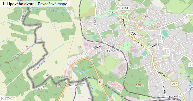 U Lipového dvora - záplavové mapy stoleté vody