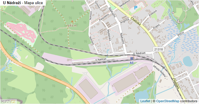 U Nádraží - mapa ulice