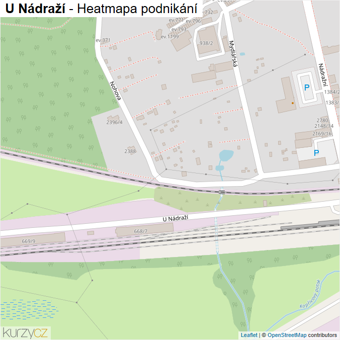 Mapa U Nádraží - Firmy v ulici.