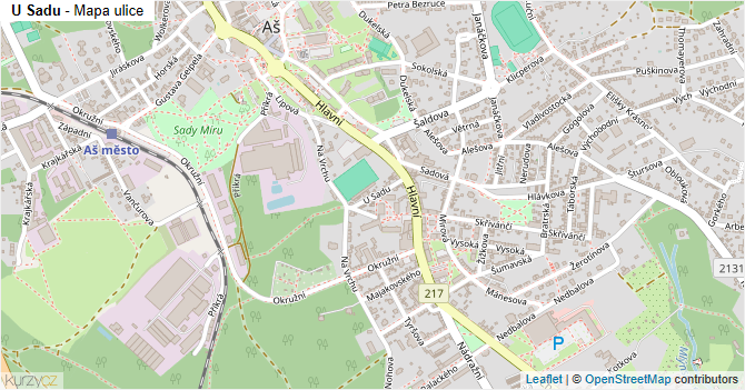 U Sadu - mapa ulice