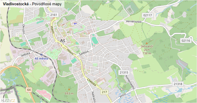 Vladivostocká - záplavové mapy stoleté vody