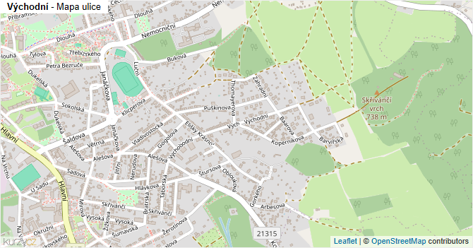 Východní - mapa ulice
