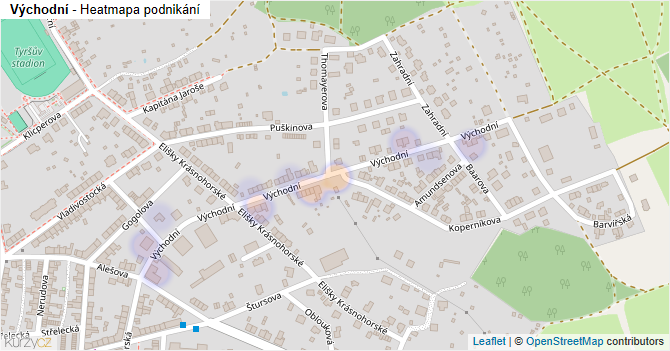 Východní - mapa podnikání