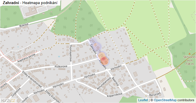 Zahradní - mapa podnikání