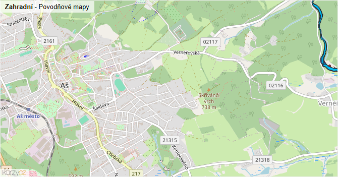 Zahradní - záplavové mapy stoleté vody