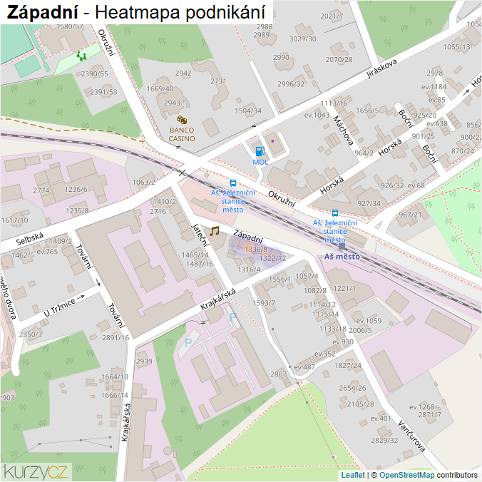 Mapa Západní - Firmy v ulici.