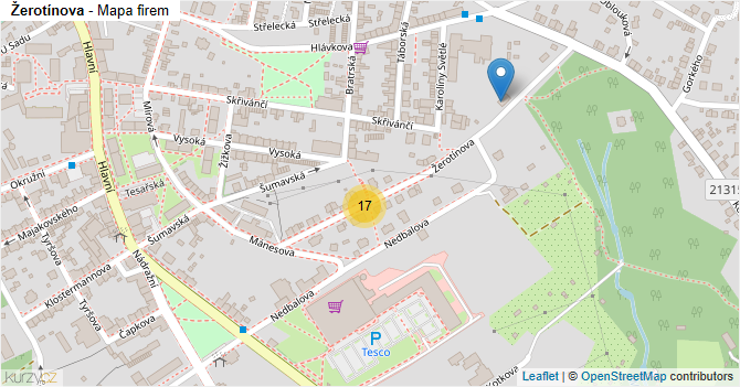 Žerotínova - mapa firem