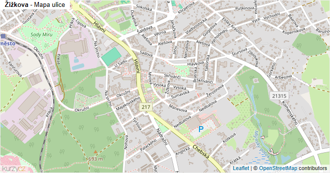 Žižkova - mapa ulice