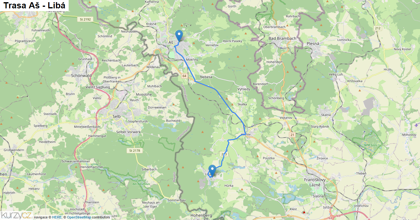 Aš-Libá, mapa trasy