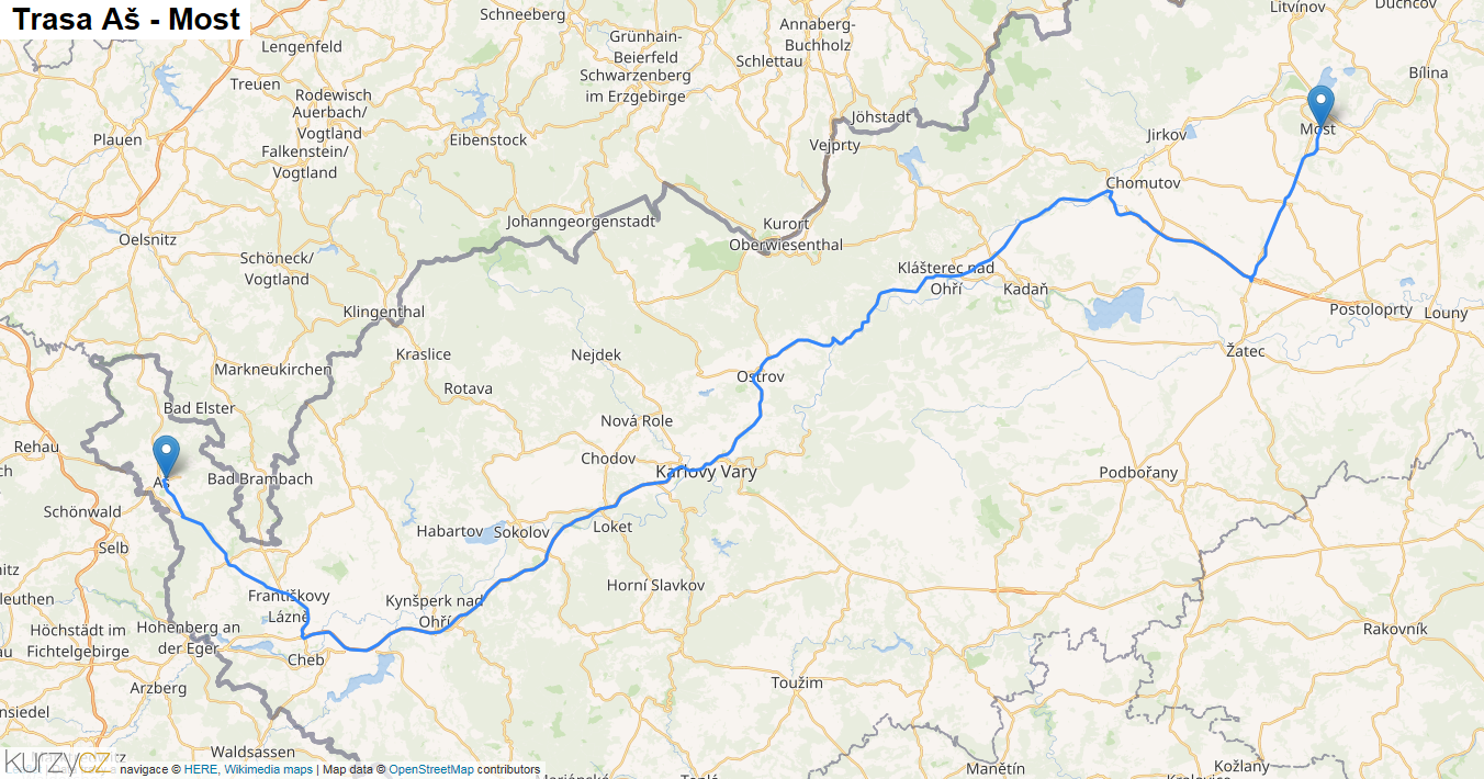 Aš-Most, mapa trasy