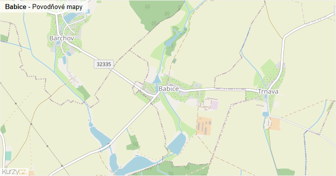 Babice - záplavové mapy stoleté vody