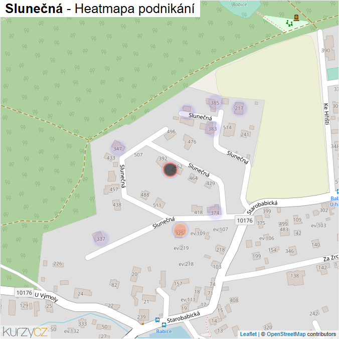 Mapa Slunečná - Firmy v ulici.
