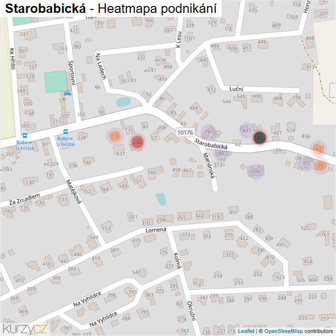 Mapa Starobabická - Firmy v ulici.