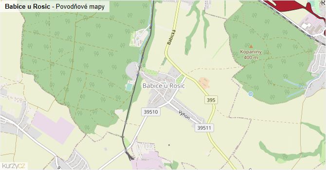 Babice u Rosic - záplavové mapy stoleté vody