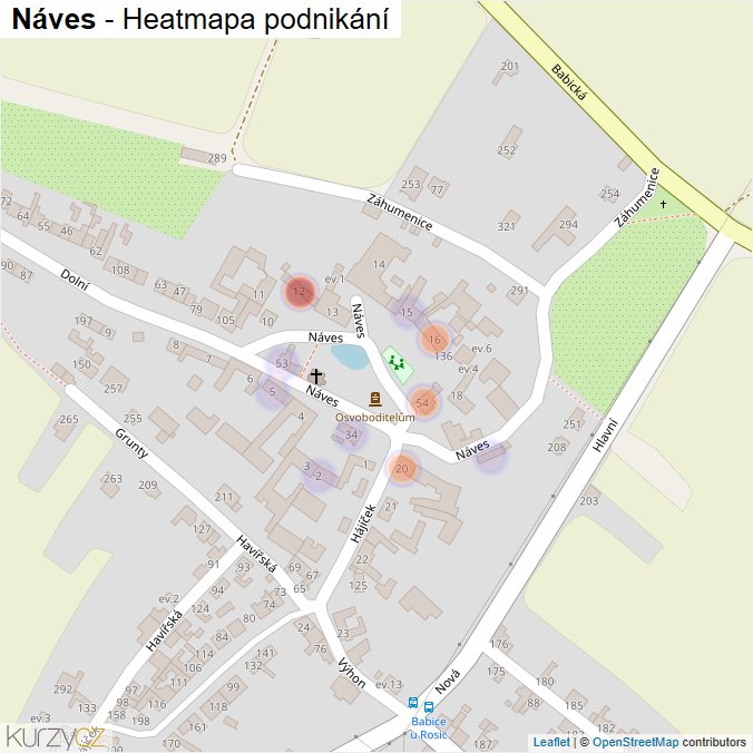 Mapa Náves - Firmy v ulici.