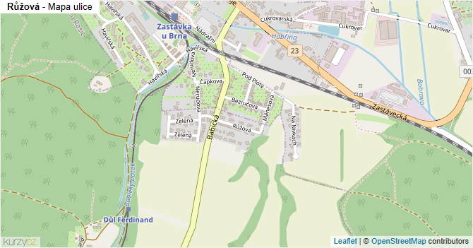 Růžová - mapa ulice