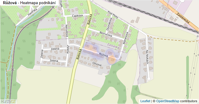Růžová - mapa podnikání