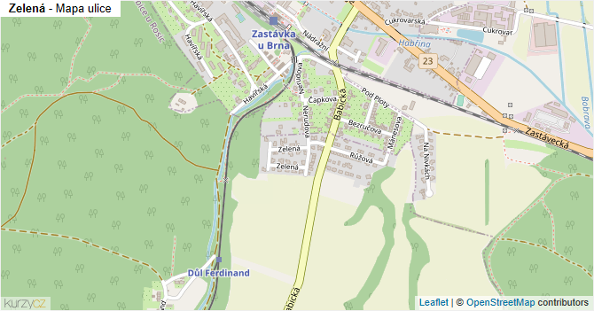 Zelená - mapa ulice