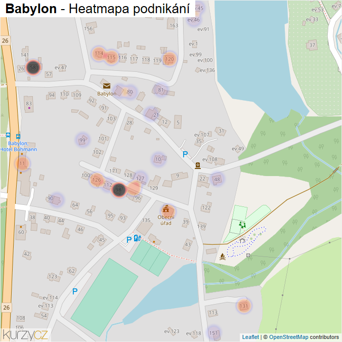 Mapa Babylon - Firmy v části obce.