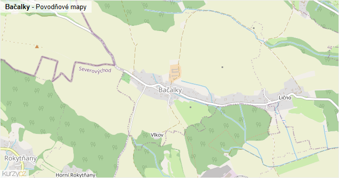 Bačalky - záplavové mapy stoleté vody
