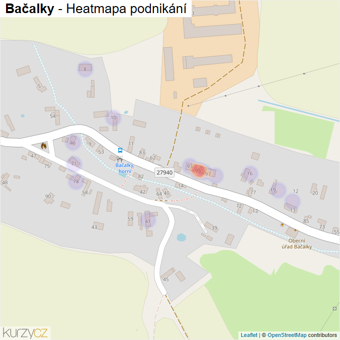 Mapa Bačalky - Firmy v části obce.