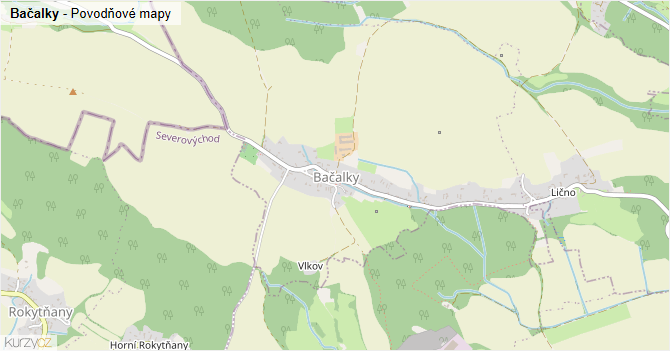 Bačalky - záplavové mapy stoleté vody